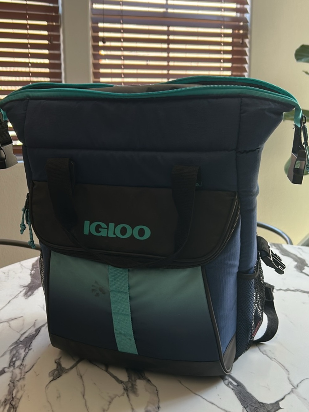 Igloo Latitude Top Grip Backpack Cooler Blue Teal Ombre Insulated 24-Can Bag